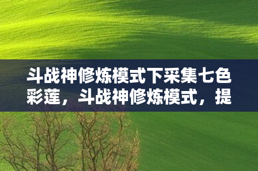 斗战神修炼模式下采集七色彩莲，斗战神修炼模式，提升角色实力的关键途径