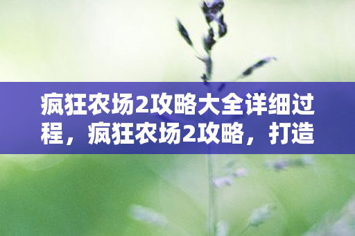 疯狂农场2攻略大全详细过程,疯狂农场2攻略,打造高效农场,赚取丰厚收益 疯狂农场2攻略大全详细过程,疯狂农场2攻略,打造高效农场,赚取丰厚收益