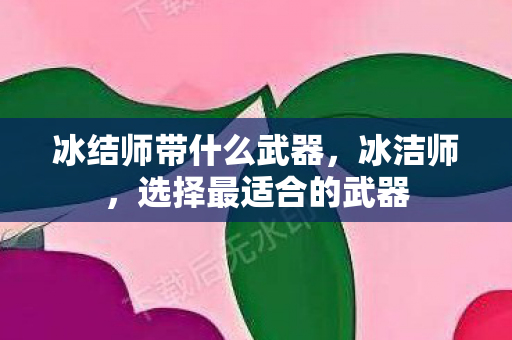 冰结师带什么武器,冰洁师,选择最适合的武器 冰结师带什么武器,冰洁师,选择最适合的武器