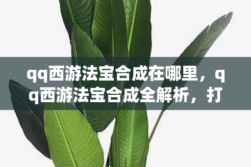 qq西游法宝合成在哪里，qq西游法宝合成全解析，打造强力装备，提升战斗实力