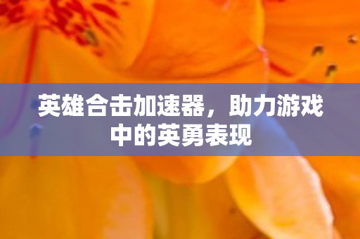 英雄合击加速器，助力游戏中的英勇表现