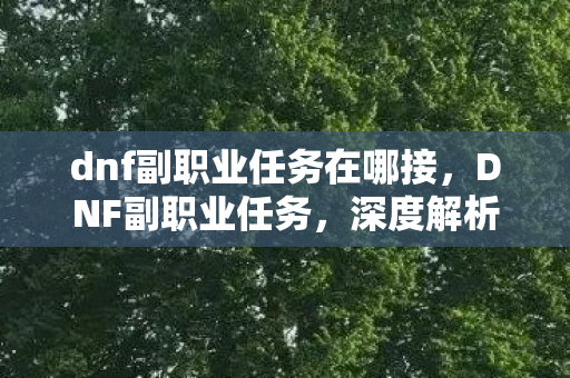 dnf副职业任务在哪接，DNF副职业任务，深度解析与攻略