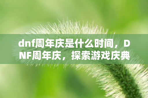 dnf周年庆是什么时间，DNF周年庆，探索游戏庆典的奥秘
