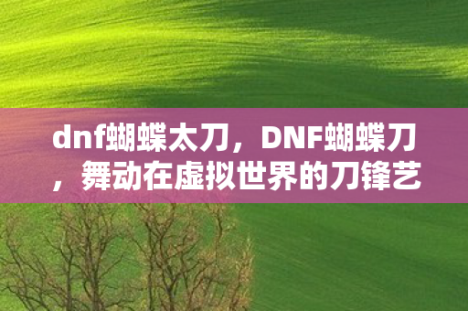 dnf蝴蝶太刀,DNF蝴蝶刀,舞动在虚拟世界的刀锋艺术 dnf蝴蝶太刀,DNF蝴蝶刀,舞动在虚拟世界的刀锋艺术