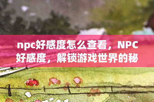 npc好感度怎么查看，NPC好感度，解锁游戏世界的秘密钥匙