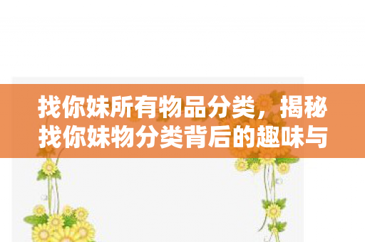 找你妹所有物品分类,揭秘找你妹物分类背后的趣味与智慧 找你妹所有物品分类,揭秘找你妹物分类背后的趣味与智慧