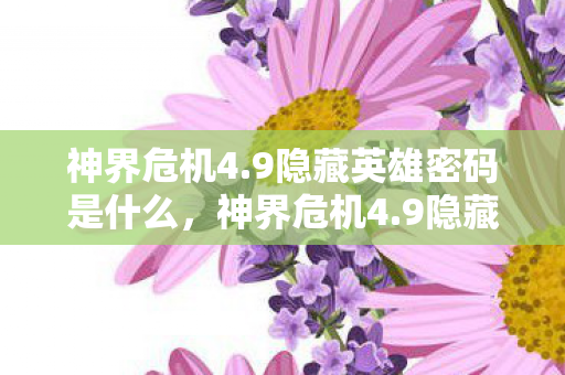 神界危机4.9隐藏英雄密码是什么，神界危机4.9隐藏英雄密码揭秘，解锁传奇之旅的密钥