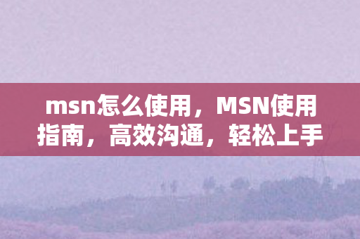msn怎么使用,MSN使用指南,高效沟通,轻松上手 msn怎么使用,MSN使用指南,高效沟通,轻松上手