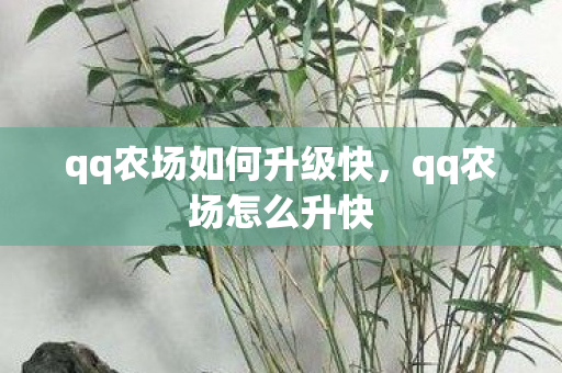 qq农场如何升级快，qq农场怎么升快
