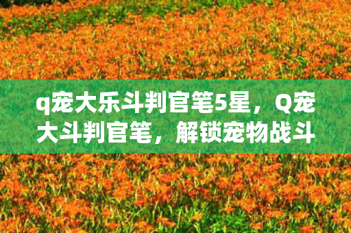 q宠大乐斗判官笔5星,Q宠大斗判官笔,解锁宠物战斗新境界 q宠大乐斗判官笔5星,Q宠大斗判官笔,解锁宠物战斗新境界