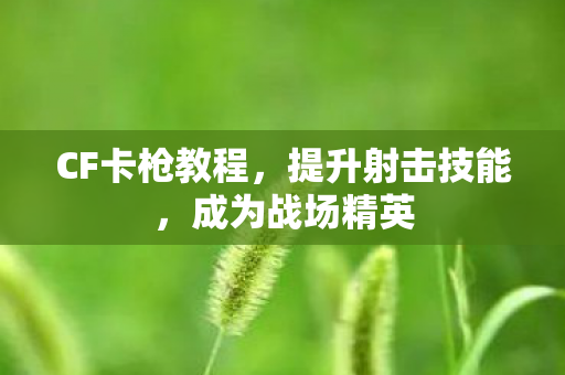 CF卡枪教程，提升射击技能，成为战场精英
