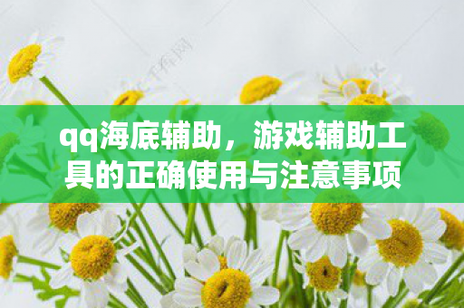 qq海底辅助，游戏辅助工具的正确使用与注意事项