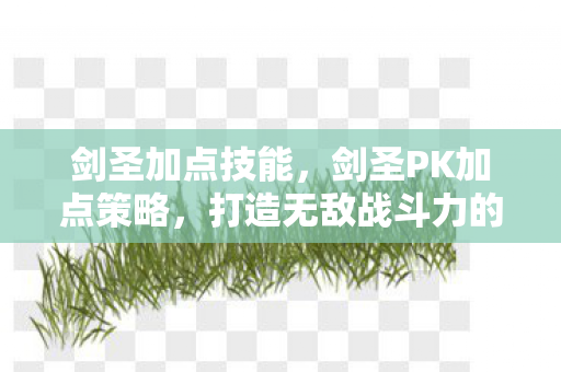 剑圣加点技能，剑圣PK加点策略，打造无敌战斗力的关键