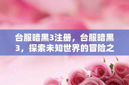 台服暗黑3注册，台服暗黑3，探索未知世界的冒险之旅