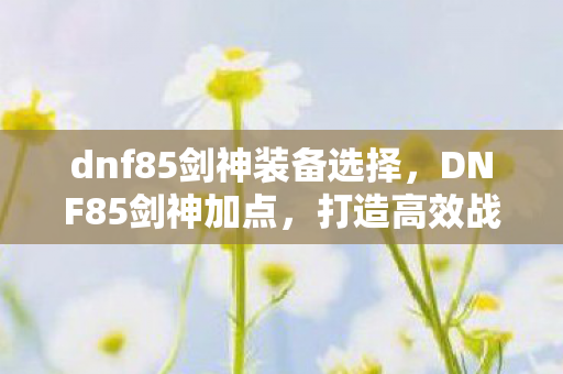 dnf85剑神装备选择，DNF85剑神加点，打造高效战斗力的关键