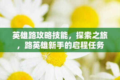 英雄路攻略技能，探索之旅，路英雄新手的启程任务
