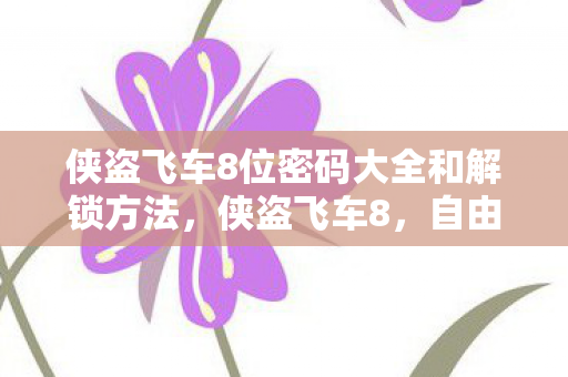 侠盗飞车8位密码大全和解锁方法，侠盗飞车8，自由与冒险的终极体验