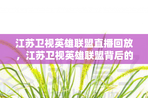 江苏卫视英雄联盟直播回放，江苏卫视英雄联盟背后的故事，打造电竞新生态