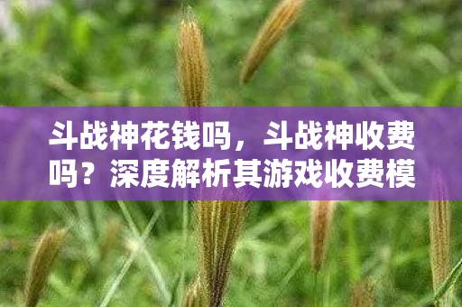 斗战神花钱吗，斗战神收费吗？深度解析其游戏收费模式