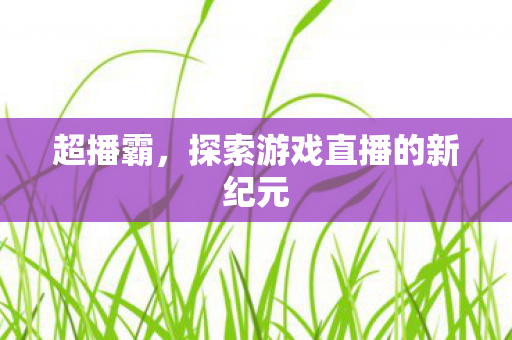 超播霸，探索游戏直播的新纪元
