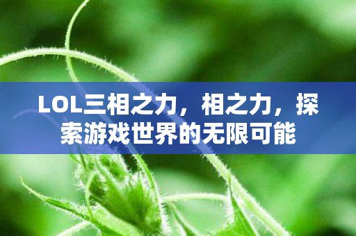 LOL三相之力，相之力，探索游戏世界的无限可能