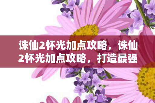 诛仙2怀光加点攻略,诛仙2怀光加点攻略,打造最强隐世杀手的加点策略 诛仙2怀光加点攻略,诛仙2怀光加点攻略,打造最强隐世杀手的加点策略