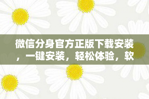 微信分身官方正版下载安装，一键安装，轻松体验，软件正版化版下载安装指南