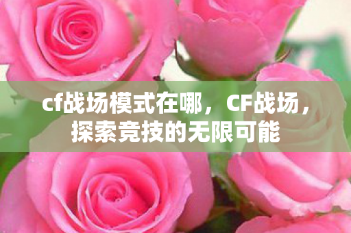 cf战场模式在哪，CF战场，探索竞技的无限可能