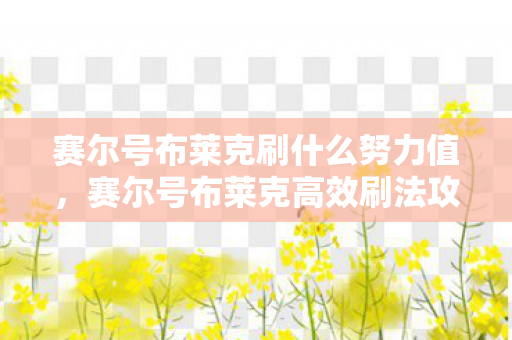 赛尔号布莱克刷什么努力值，赛尔号布莱克高效刷法攻略