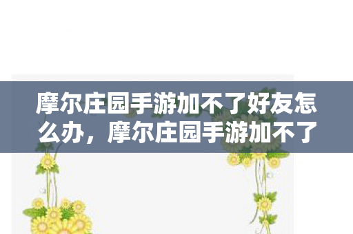摩尔庄园手游加不了好友怎么办,摩尔庄园手游加不了好友,深度解析社交功能限制背后的原因 摩尔庄园手游加不了好友怎么办,摩尔庄园手游加不了好友,深度解析社交功能限制背后的原因