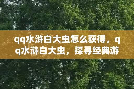 qq水浒白大虫怎么获得，qq水浒白大虫，探寻经典游戏的魅力与传承