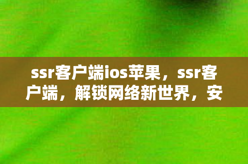 ssr客户端ios苹果，ssr客户端，解锁网络新世界，安全高效新体验
