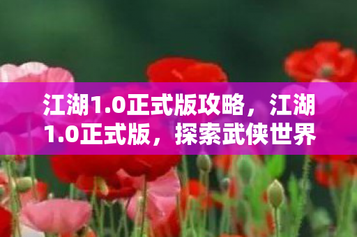 江湖1.0正式版攻略，江湖1.0正式版，探索武侠世界的奇幻之旅