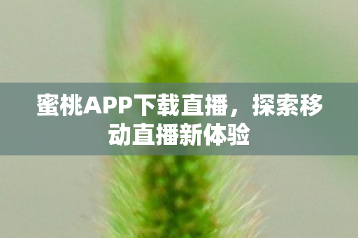 蜜桃APP下载直播，探索移动直播新体验