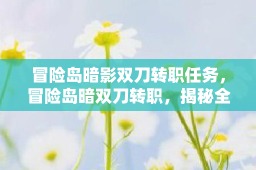 冒险岛暗影双刀转职任务，冒险岛暗双刀转职，揭秘全新职业的魅力与挑战