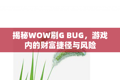 揭秘WOW刷G BUG，游戏内的财富捷径与风险