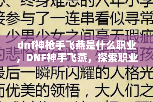 dnf神枪手飞燕是什么职业，DNF神手飞燕，探索职业特色与技巧