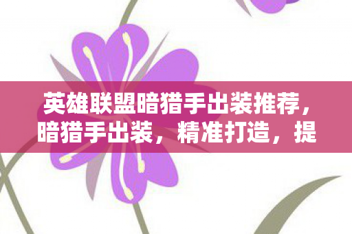 英雄联盟暗猎手出装推荐，暗猎手出装，精准打造，提升战斗效率