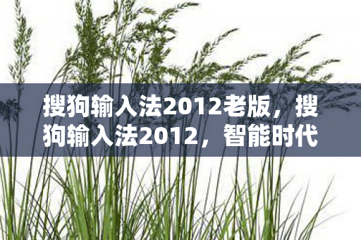 搜狗输入法2012老版，搜狗输入法2012，智能时代的打字革命