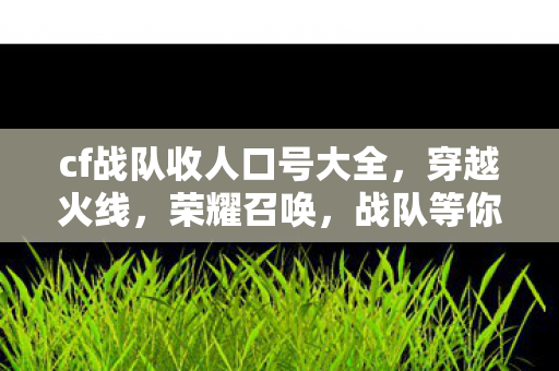 cf战队收人口号大全，穿越火线，荣耀召唤，战队等你来战！