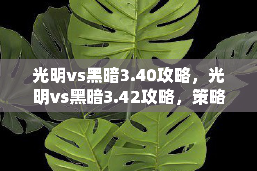 光明vs黑暗3.40攻略，光明vs黑暗3.42攻略，策略与技巧的深度剖析