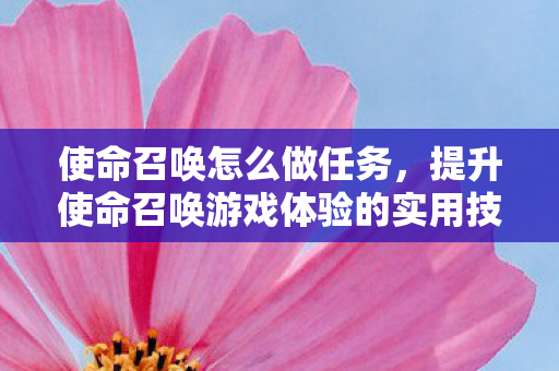 使命召唤怎么做任务，提升使命召唤游戏体验的实用技巧