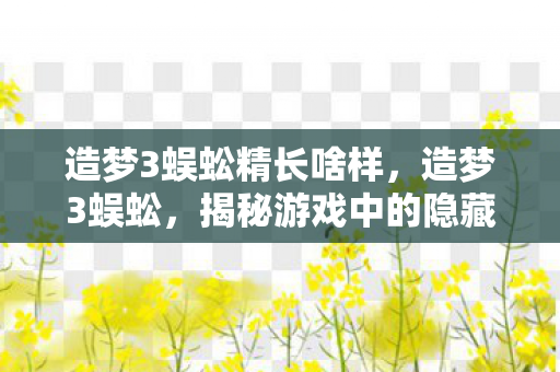 造梦3蜈蚣精长啥样，造梦3蜈蚣，揭秘游戏中的隐藏BOSS与独特挑战