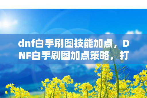 dnf白手刷图技能加点，DNF白手刷图加点策略，打造高效战斗体验