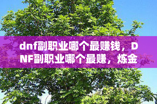dnf副职业哪个最赚钱，DNF副职业哪个最赚，炼金术师与控偶师的经济价值分析