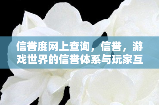 信誉度网上查询,信誉,游戏世界的信誉体系与玩家互动 信誉度网上查询,信誉,游戏世界的信誉体系与玩家互动