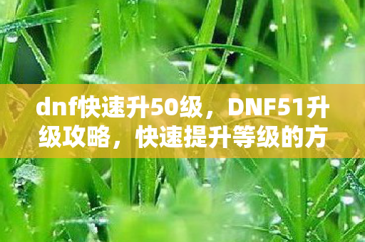 dnf快速升50级，DNF51升级攻略，快速提升等级的方法与技巧