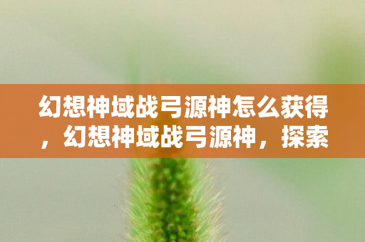 幻想神域战弓源神怎么获得，幻想神域战弓源神，探索未知，挑战极限
