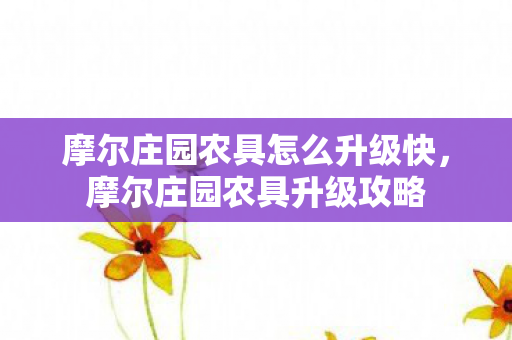 摩尔庄园农具怎么升级快，摩尔庄园农具升级攻略