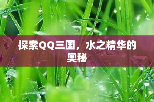 探索QQ三国，水之精华的奥秘